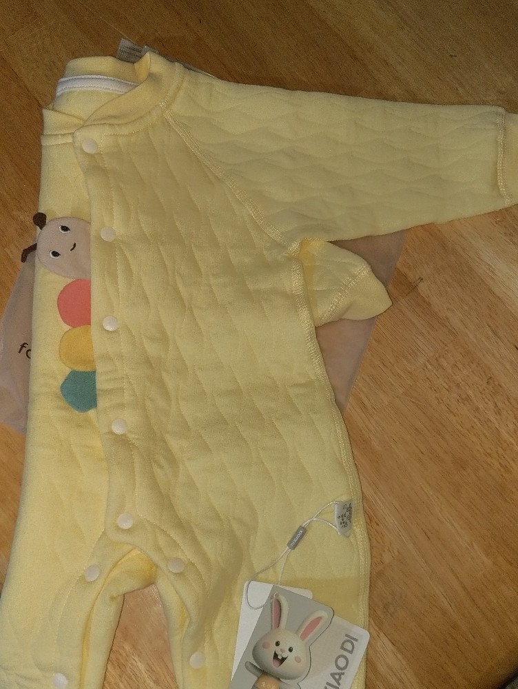 Miniolie Yellow Baby Quilted One-Piece Quilted Romper With Caterpillar, 3-6m — image 2 of 3
